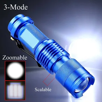Светодиодный мини-фонарик 2000 люмен, 3 режима, масштабируемая вспышка, фонарь 14500 AA, лампа для наружного тактического кемпинга, охоты