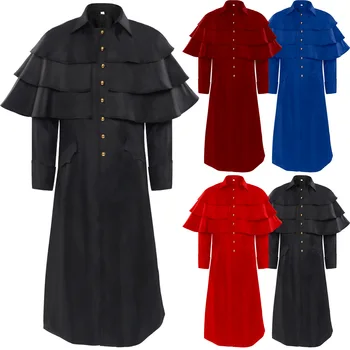 Мужская средневековая европейская и американская ретро-одежда для священнослужителей со стоячим воротником