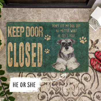 3D Держите дверь Закрытой Для Собак породы Цвергшнауцер, Изготовленный На Заказ Половой Коврик, Нескользящие Дверные Коврики, Коврик для Декора Крыльца