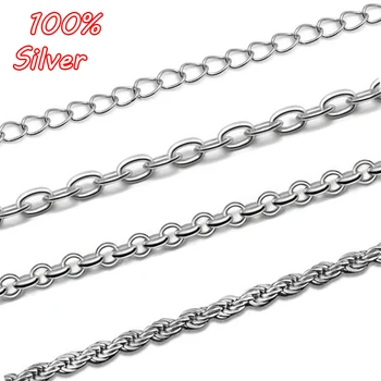 1 м/лот, 100% Аутентичное ожерелье-цепочка из стерлингового серебра S925 Пробы, модные аксессуары, подходят Для мужчин и женщин, ювелирные изделия с подвесками оптом