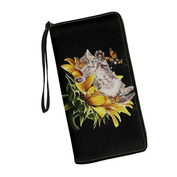 Belidome, женские кошельки-браслеты с забавным котом, повседневный длинный кошелек из искусственной кожи, RFID-блокировка, держатель для карт, клатч, женские сумки