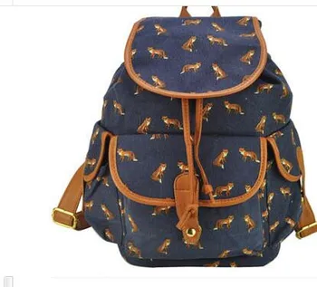 30 шт./лот, элегантный дизайн, женский холщовый рюкзак с рисунком птицы, двойной школьный рюкзак