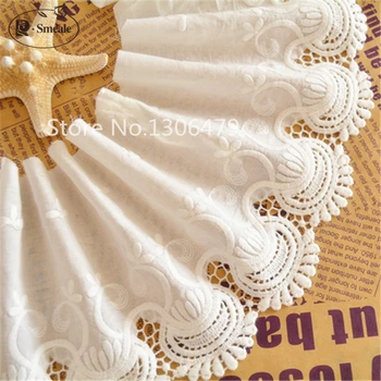 Ширина 13,5 см, Белые Кружевные ткани с вышивкой из 100% хлопка, Женская одежда с кружевной отделкой 
