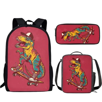 Belidome 3D Динозавр Астронавт, школьная сумка большой емкости, Студенческие Новые мультяшные сумки для книг, Трендовый рюкзак для отдыха с ланч-боксом