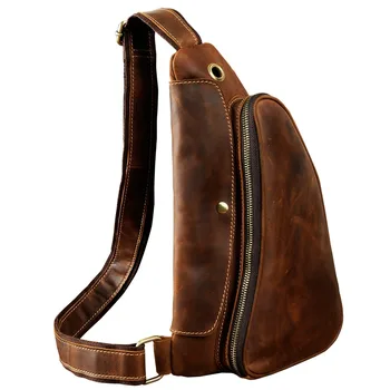 Мужская Кожаная Повседневная Модная Поясная сумка Crazy Horse Для Путешествий, Нагрудная Сумка, Дизайнерская сумка на одно плечо, сумка через плечо Для Мужчин 9976