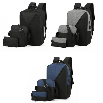 3 шт., рюкзак для ноутбука, школьный рюкзак для мальчиков, студенческий рюкзак с сумкой через плечо и карандашом