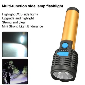 Уличный портативный фонарик со светодиодной подсветкой, многофункциональный фонарик, встроенный аккумулятор, перезаряжаемый наружный светильник на большие расстояния