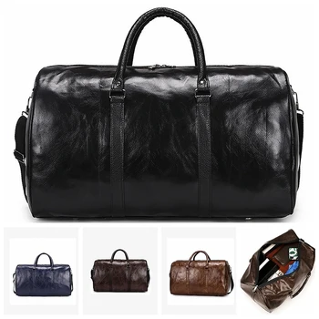 Кожаную дорожную сумку, большие спортивные сумки, сумочку, багажную сумку, Черную мужскую модную сумку на молнии из искусственной кожи