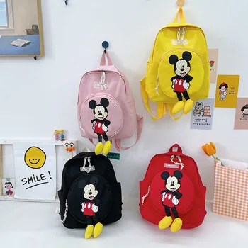 2021 Новый Оригинальный Детский рюкзак Disney с Микки Маусом, Нейлоновая Дышащая школьная сумка для детского сада, Милые сумки с мультфильмами для девочек