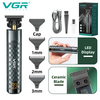 Профессиональная машинка для стрижки волос VGR, Металлическая Машинка для стрижки волос, Перезаряжаемая Электрическая Машинка для нулевой стрижки для мужчин V-077