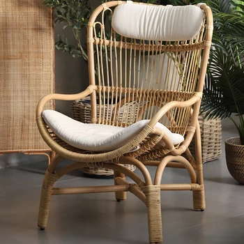 Одноместные пляжные стулья из ротанга в стиле ретро, современный диван для отдыха на открытом воздухе, Креативные шезлонги, мебель для балкона