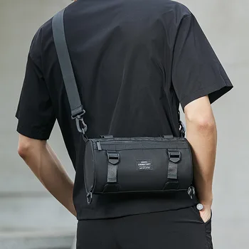 Мужская сумка-слинг/через плечо/кроссбоди с круглой трубкой, Модная повседневная спортивная сумка с минималистичным дизайном, маленький рюкзак для мужчин