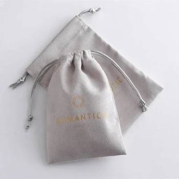 Серые фланелевые сумки с персонализированным логотипом, изготовленные на заказ сумки с завязками, сумки для упаковки ювелирных изделий, пакеты для ухода за кожей, косметички