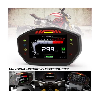 Универсальный Мотоциклетный ЖК-TFT Цифровой Спидометр 14000 об./мин. 6 Передач с Подсветкой Мотоциклетный Одометр для 1 2 4 Цилиндров