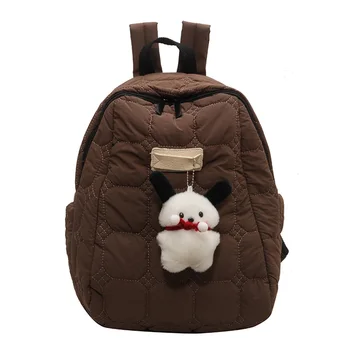 Рюкзак Унисекс с хлопковой подкладкой, легкий пухлый рюкзак, Большая вместимость, застежка-молния, Регулируемый ремень для школьных путешествий
