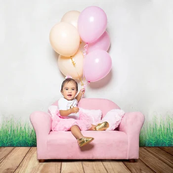 Детский плюшевый диван KEET с акцентными подушками - Розовый мебельный гарнитур для гостиной, диван
