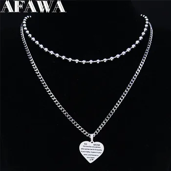  2шт 2023 Многослойное ожерелье с сердечком мамы из нержавеющей стали, женские Модные ожерелья Серебряного цвета, Подвески, ювелирные изделия joyas N3750S01