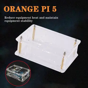 Корпус Orange Pi 5 Акриловый Прозрачный Корпус Прозрачная Коробка Дополнительный Охлаждающий Вентилятор Медный Радиатор для Аксессуаров Orange Pi 5