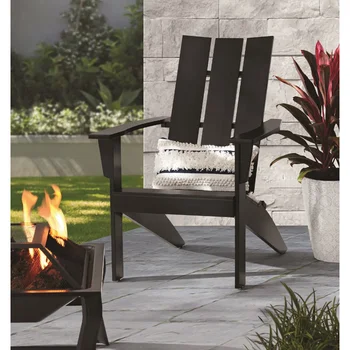 Деревянный уличный современный стул Adirondack, садовая мебель черного цвета