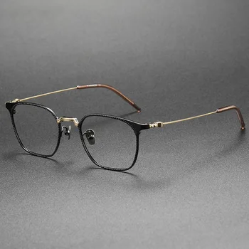 Японский бренд, Дизайнерская оправа для очков из чистого титана, мужские ретро модные полигональные квадратные очки, сверхлегкие оптические очки для близорукости