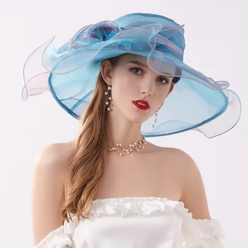 2020 Элегантная Женская свадебная шляпа С большим Цветком, Модная красочная Свадебная шляпа из Органзы, Регулируемая Кепка, Вводная часть, Женский Брак