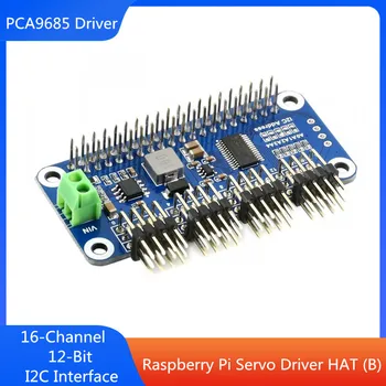 Raspberry Pi Servo Driver HAT (B) 16-канальный 12-разрядный I2C Прямоугольный Pinheader PCA9685 VIN-терминал для Raspberry Pi Jetson Nano