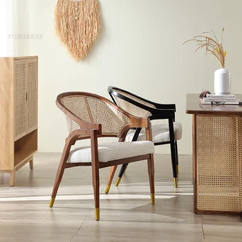 Скандинавские Обеденные стулья из Роскошного дерева Для Столовой, Кресло, Современный Дизайнерский обеденный стул из ротанга, мебель для отдыха со спинкой