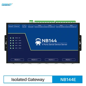 RS232/422/485 Изолированный 4-канальный Последовательный сервер RJ45 Modbus Gateway CDSENT NB144E POE, Принимающий питание TCP/UDP/MQTT постоянного тока 8-28 В