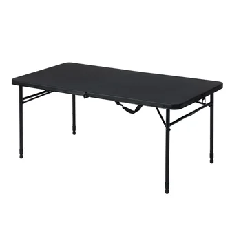 Регулируемый стол с 4 ножками, раскладывающийся пополам, насыщенный Черный Складной стол для кемпинга