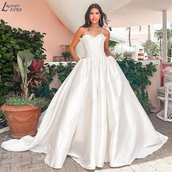 Элегантные Свадебные платья в Дубае, Корсет с пайетками, Пышные Свадебные платья Для Невесты с карманом, Женское Vestido De Novia