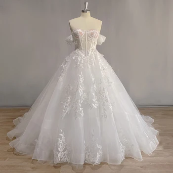 DIDEYTTAWL Princess Illusion, Свадебное платье с аппликацией из тюля с открытыми плечами, 2023, Длина до пола, Свадебное бальное Платье