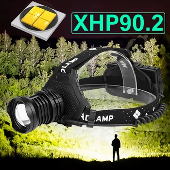 XHP90.2 Мощный светодиодный Налобный фонарь USB Налобный фонарь Перезаряжаемый 18650 Портативный Налобный Фонарь XHP50 Рыбалка Охота