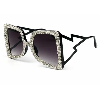 вспышка света, бриллиантовые солнцезащитные очки большого размера, роскошный люнет de soleil, женская дизайнерская мода, индивидуальность UV400