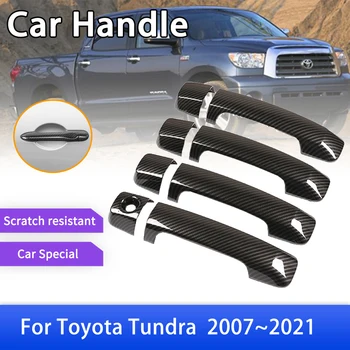 Накладка на наружную дверную ручку из углеродного волокна для Toyota Tundra XK50 2007 ~ 2021, автомобильные защитные аксессуары для укладки, наклейки 2019 2020