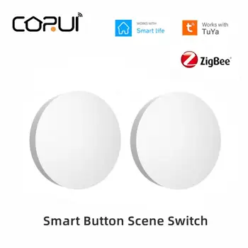 CORUI ZigBee Tuya Smart Button Scene Switch Мультисценировочный интеллектуальный переключатель Smart Life Пульт дистанционного управления Работа с Zigbee Gateway