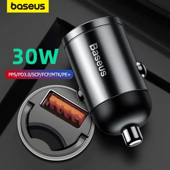 Baseus 30 Вт Быстрое автомобильное зарядное устройство QC4.0 PPS Быстрая зарядка для Xiaomi Samsung iPhone Автомобильный адаптер USB Type-C с разъемом зарядное устройство