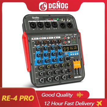6-Канальный Звуковой Микшер DGNOG RE-4 PRO С Воспроизведением по Bluetooth и Записью по USB с цифровым эффектом 99 DSP Профессиональный Микшерный пульт DJ