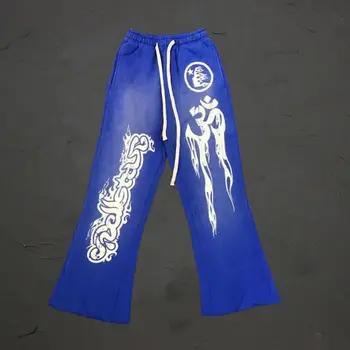Прямая поставка, Уличные брюки Hellstar, Синие брюки с буквенным принтом в стиле граффити, Винтажная уличная одежда, спортивные брюки Hellstar для мужчин и женщин