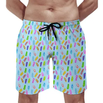 Летние пляжные шорты, яркая спортивная одежда для отдыха, Пляжные шорты с рисунком Флип-флоп, Гавайские Быстросохнущие плавки Большого размера