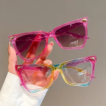 Ретро Солнцезащитные очки с Кошачьим Глазом, Бабочка, Большая Оправа, Новая Мода, Нерегулярные Разноцветные Розовые Модные Солнцезащитные очки Y2K, Очки для Вечеринок на открытом воздухе