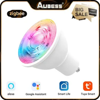 TUYA Zigbee Smart GU10 Лампочка Прожектор RGB + CCT 90-240 В 5 Вт с Регулируемой Яркостью Угол луча 36 ° Работа С Alexa Google Home Яндекс Алиса