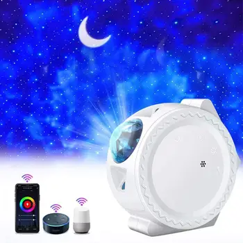 Приложение Smart Life WiFi Проектор Звездного неба Проектор Галактики Звезды Луна Океан Голосовое управление Музыкой Светодиодный ночник Лампа для подарка ребенку