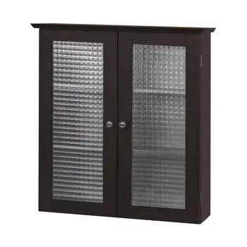 Съемный деревянный настенный шкаф с 2 стеклянными дверцами, эспрессо