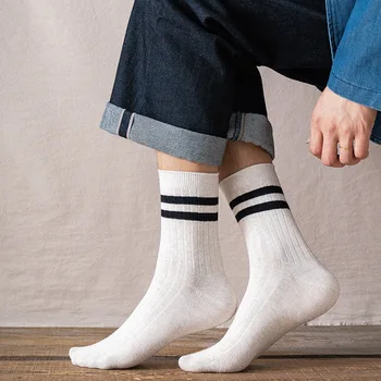 Лига лесбийских носков, однотонные хлопчатобумажные носки с длинной резинкой, весенне-летние носки из чесаного хлопка белого цвета средней длины