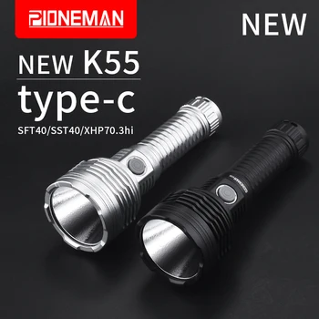 pioneman НОВЫЙ фонарик K55 type-c с прямой зарядкой, боковое нажатие, плавное затемнение SST40/SFT40/XHP70.3HI