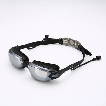 Очки для плавания, водонепроницаемые, противотуманные, соединенные беруши, Мужские, женские очки для плавания
