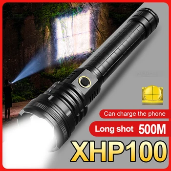 Мощный фонарик XHP100 5 режимов освещения Фонарь USB Перезаряжаемая лампа Телескопический Зум Фонарик для кемпинга на открытом воздухе Вспышка