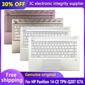 Новая Оригинальная Американская клавиатура для ноутбука HP Pavilion 14 14-CE TPN-Q207 G7A, Подставка для Рук с Подсветкой Клавиатуры, Отверстие для отпечатков пальцев, Верхний Регистр