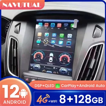 Автомагнитола 2 Din для Ford Focus Tesla с экраном Android 12, автомобильный мультимедийный плеер, головное устройство, авторадио, Carplay, WiFi, GPS-навигация