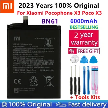 100% Оригинальный Xiao Mi Аккумулятор BN61 6000 мАч Для Xiaomi Pocophone X3 Poco X3 Bateria Замена Батарей мобильного Телефона Бесплатные Инструменты